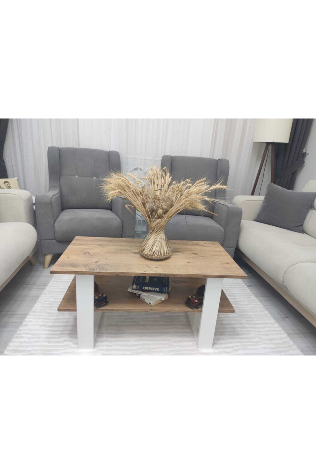 Labarna Doğanızı Aydınlatır! Labarna Çift Katlı Orta Sehpa Ahşap Desenli Lbn-s009