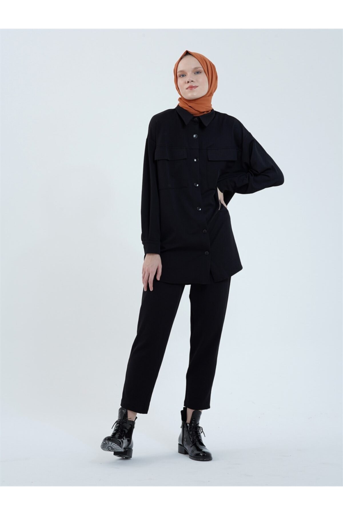 MaraSender Siyah Cepli Gömlek Pantolon Takım