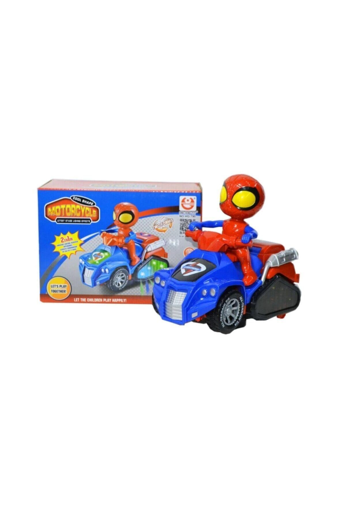 SPIDERMAN Spıder Man Atv Motor Robota Dönüşen Işıklı Sesli Çarpar Döner