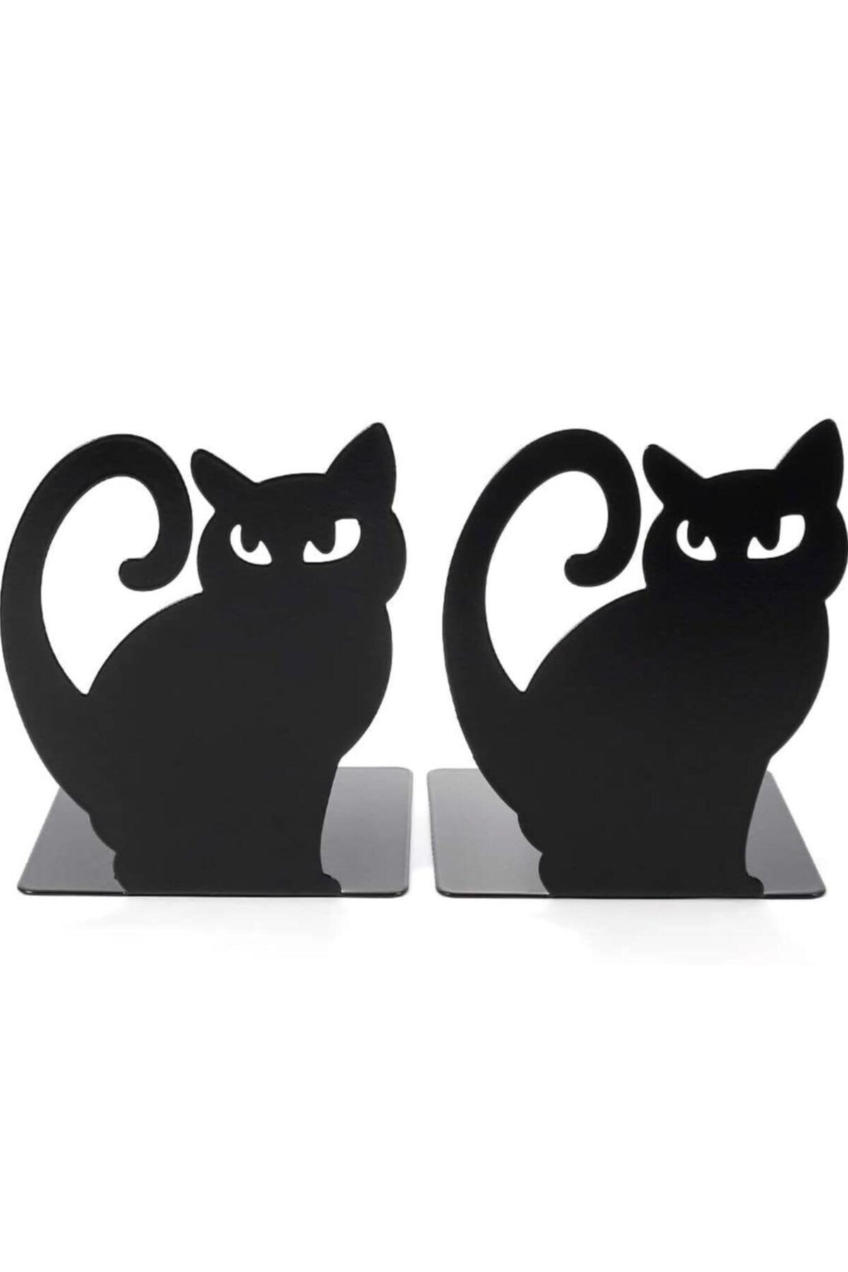 NURYAY Kara Kedi Desenli Model Kitap Desteği - Dekoratif Estetik Kitap Tutucu ( 2 Li Set) Siyah