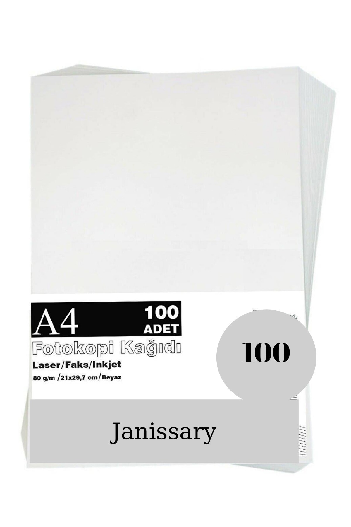 Janissary A4 80 G/m² 100 Adet Beyaz Fotokopi Kağıdı