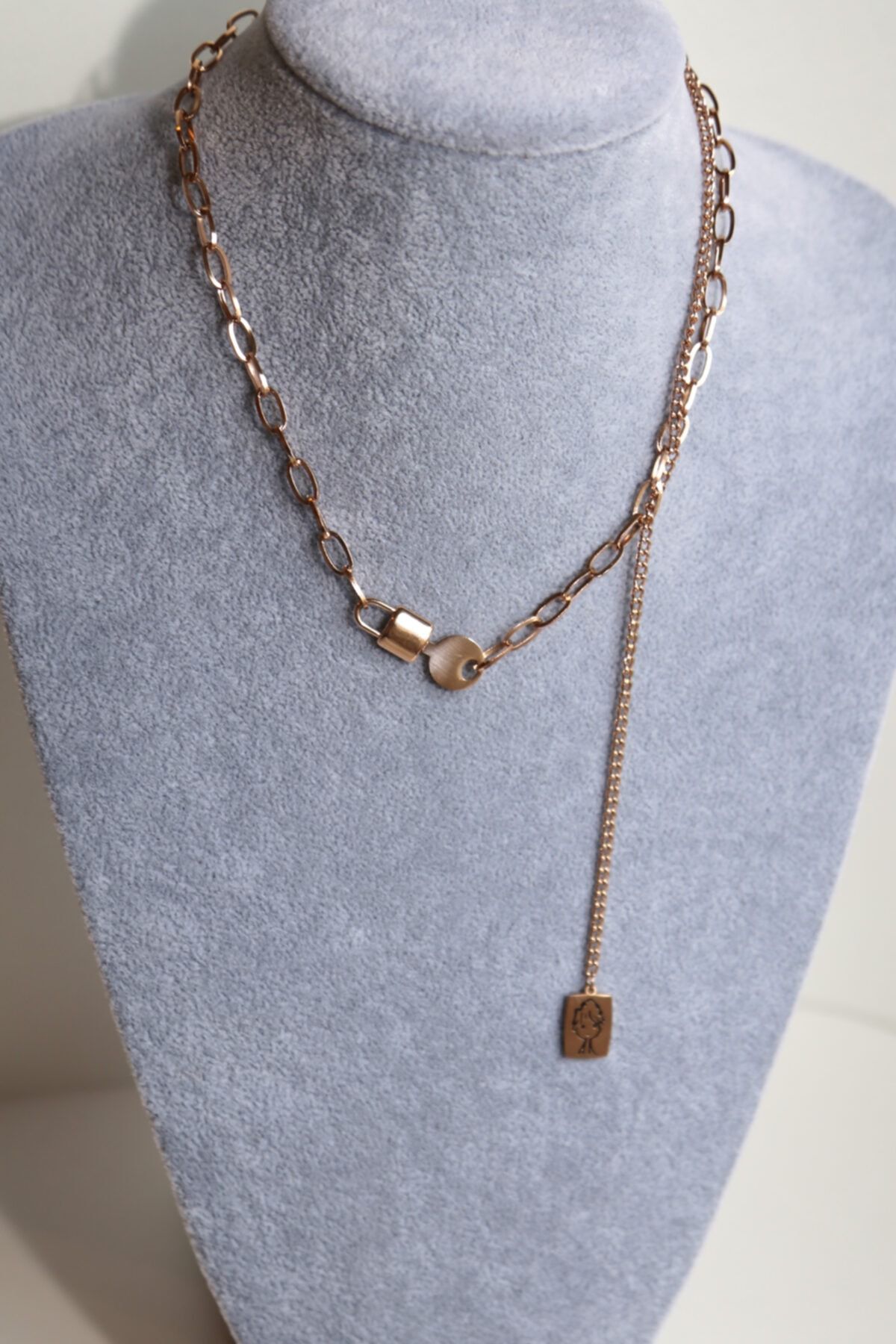 Pinkfish Accessories Asma Kilit Ve Anahtar Detaylı Çelik Kolye (rose Gold)