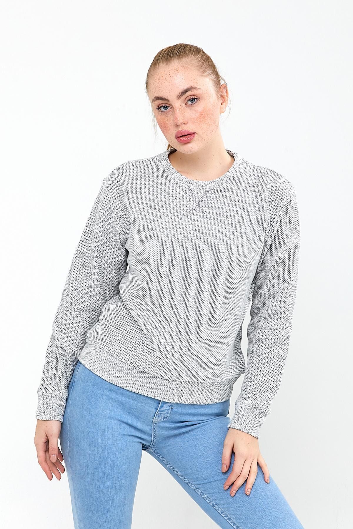 Roop Fabric Bisiklet Yaka Sweat Gri