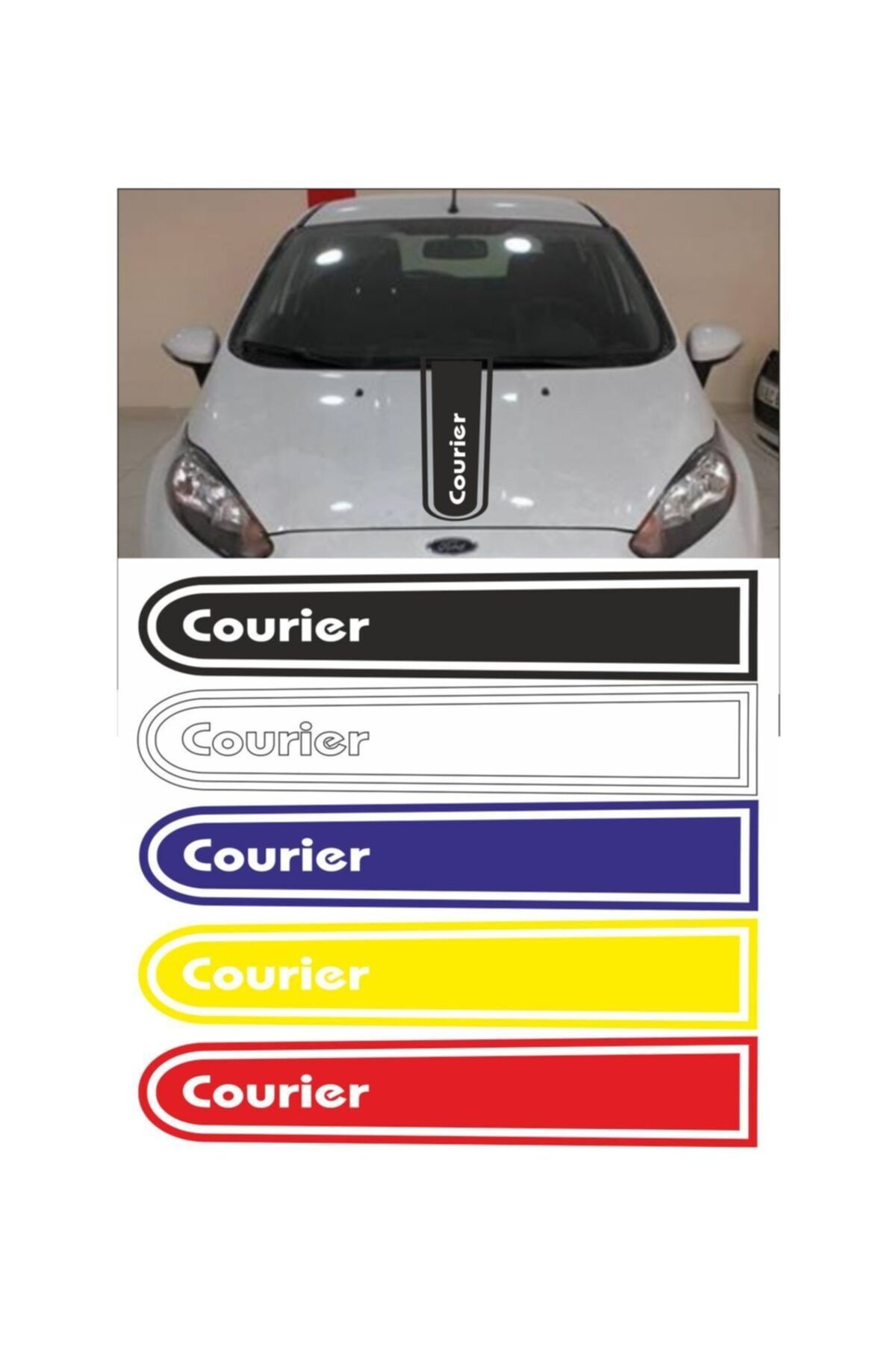 hediyelikevi Ford Courier Logolu Otomobil Ön Kaput Şeridi Kaput Sticker Mavi