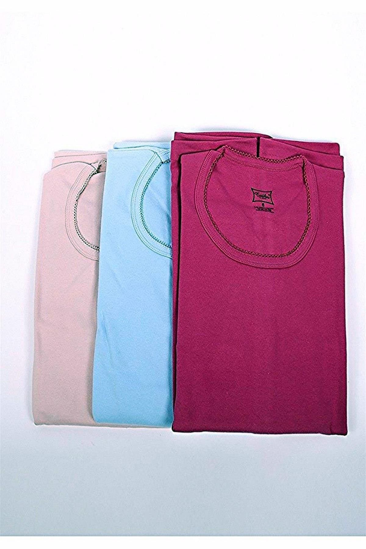 Tutku Kadın Pijama Kollu Üst %100 Pamuk - 3 Adet
