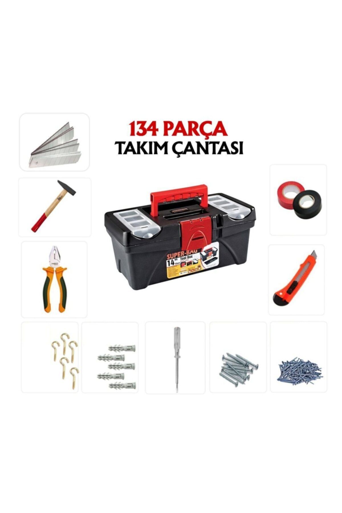 Super Bag 134 Parça Alet Çantası Hırdavat Çanta Seti