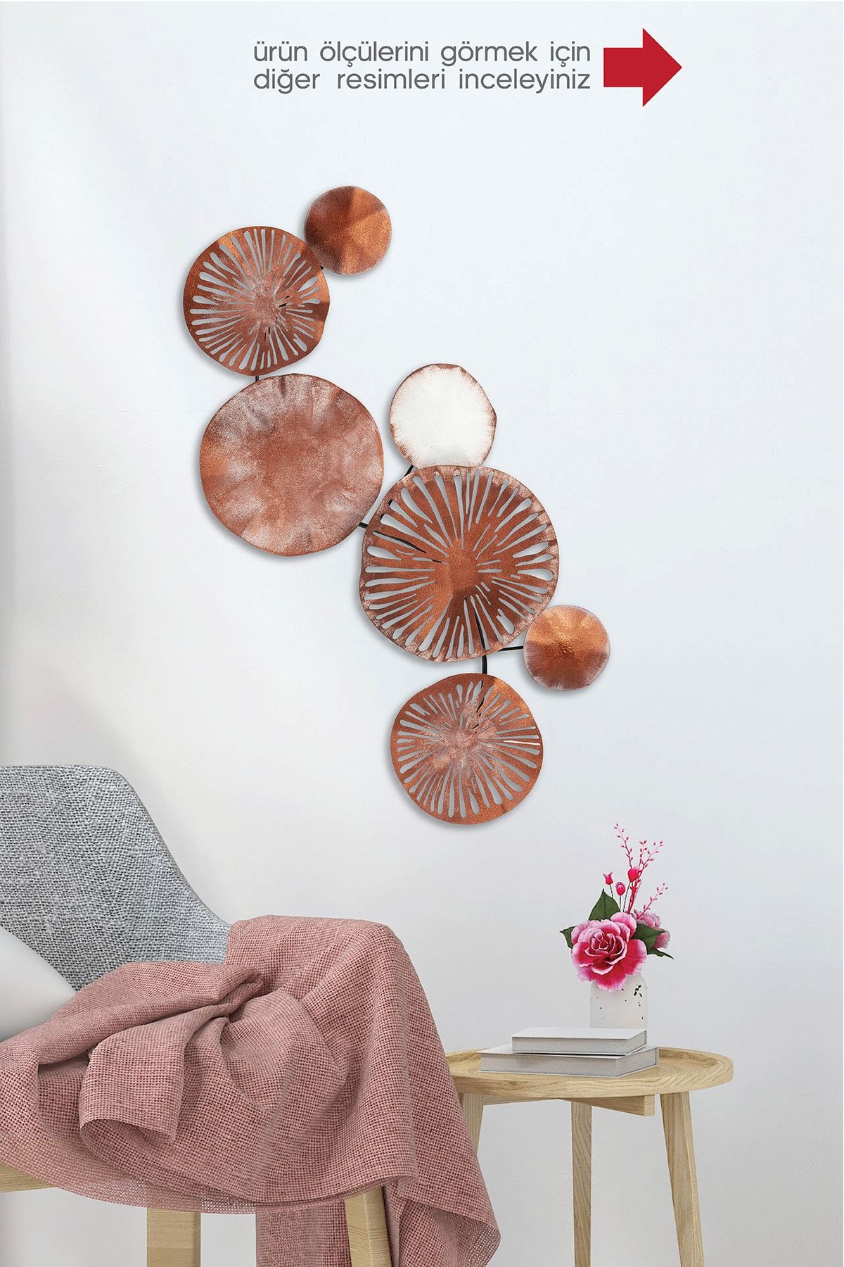Doreline Doreart Astrid Metal Duvar Tablosu, Ev Ofis Duvar Panosu (rose)