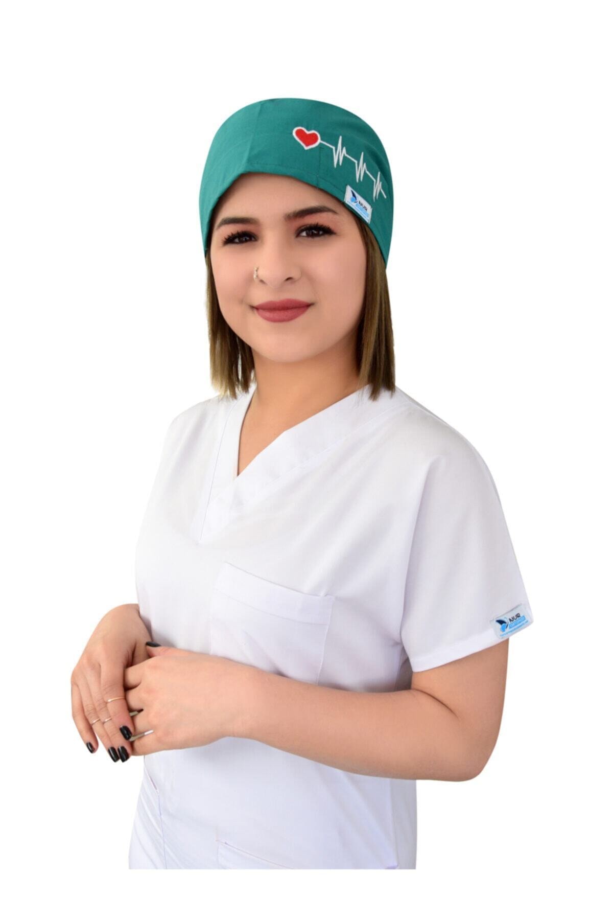 Nur Ortopedi Yeşil Kalp Ritim Temalı Doktor Hemşire Hastane Bonesi