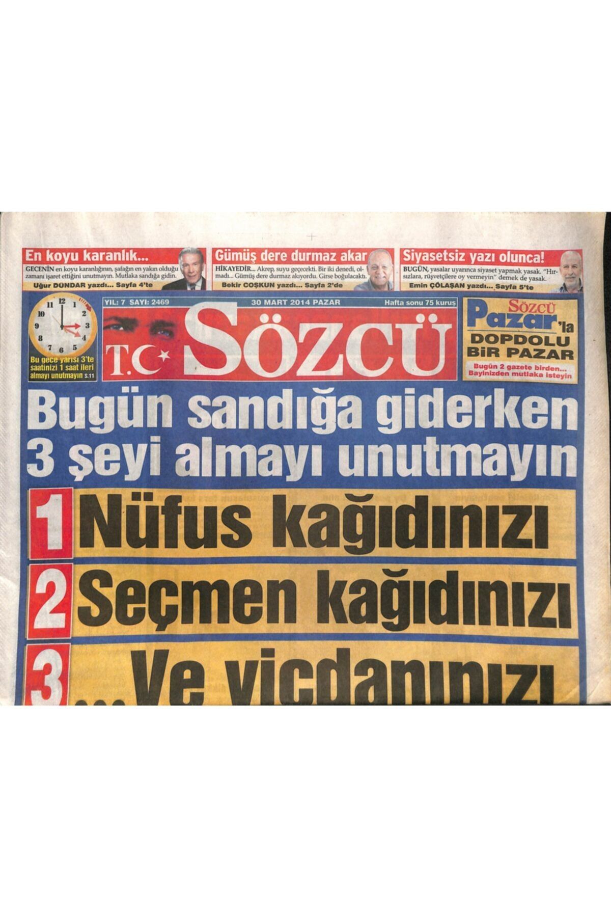 Gökçe Koleksiyon Sözcü Gazetesi 30 Mart 2014