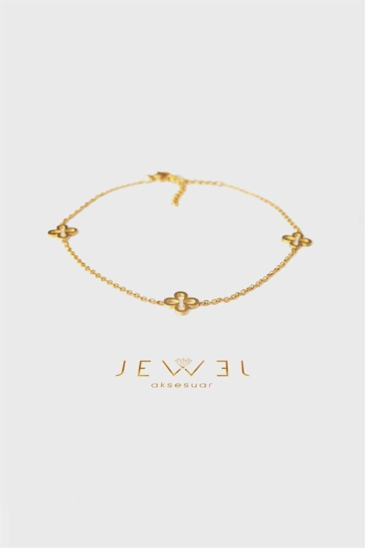 Jewel Yoncalı Zincir Gold Altın Kaplama Halhal