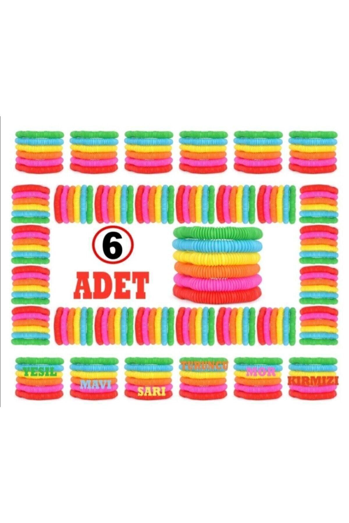 ümit toys Pop Tube 6 Farklı Renk Kırmızı Turuncu Sarı Mor Mavi Yeşil 6 Adet