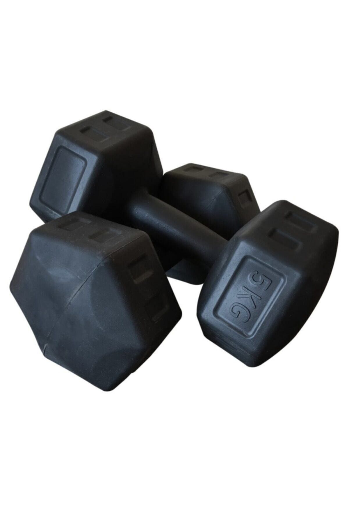femen Dambıl Seti Fitness Vücut Geliştirme Aleti 5 Kg X 2 Adet 10 Kg Dumbell Ağırlık Seti - Siyah