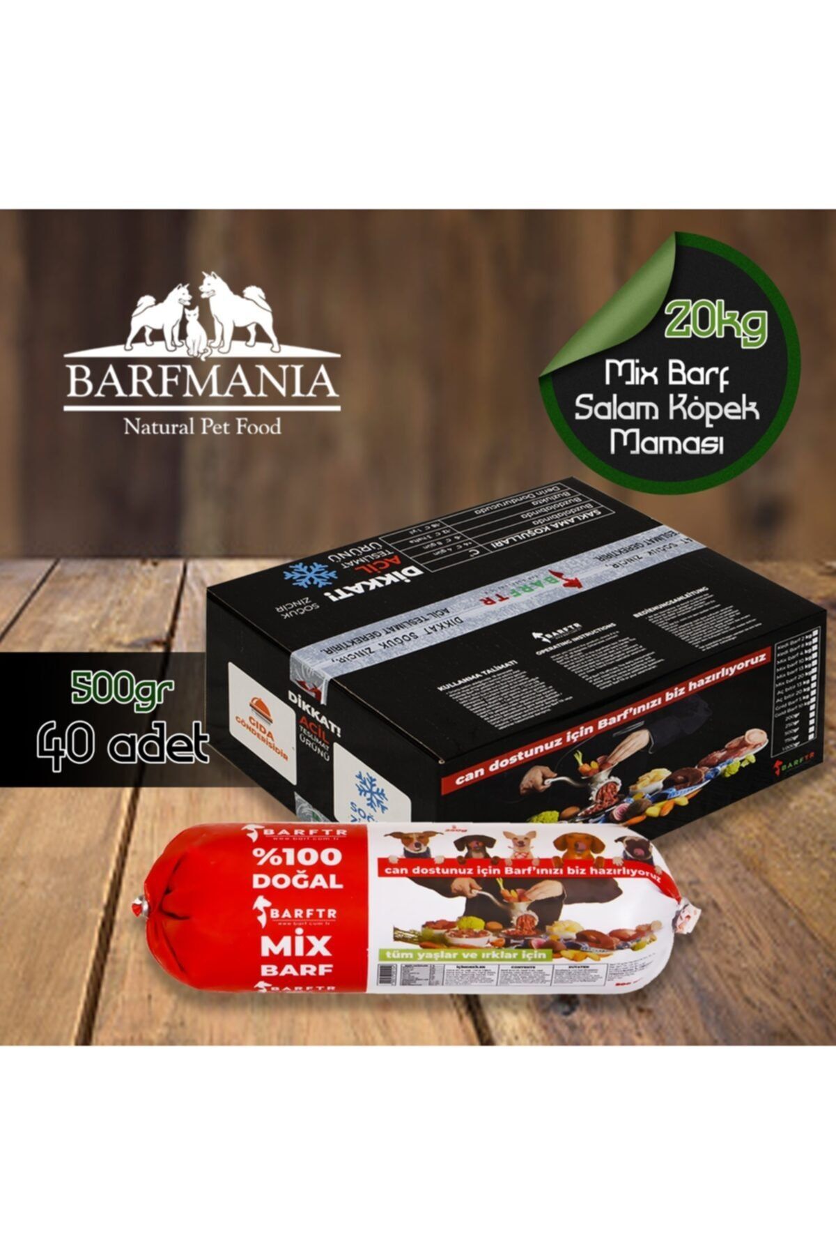 BARFTR Barfmanıa Mıxbarf Salam Paket Çiğ Mama 20 Kg (40x500 Gr)