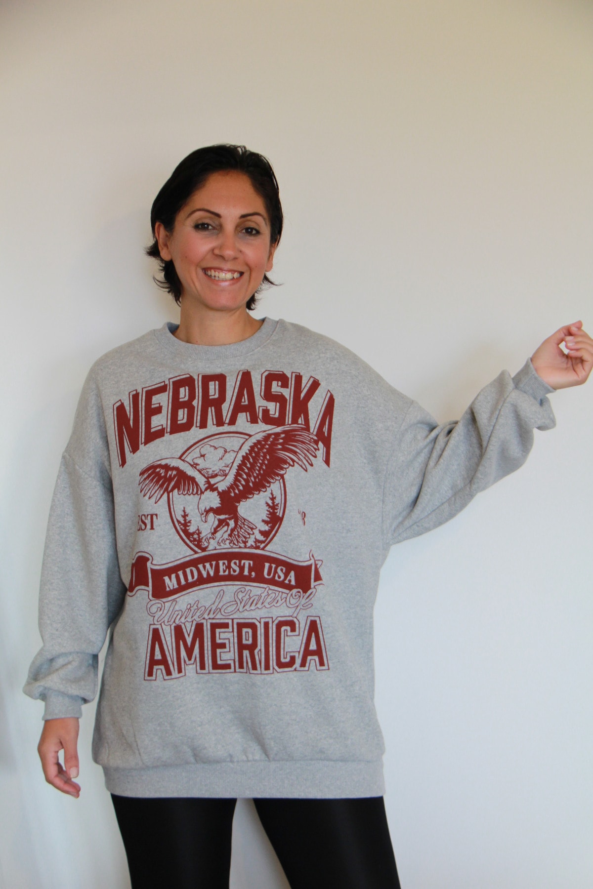 Datcha Boutique Gri Baskılı Sweaatshirt