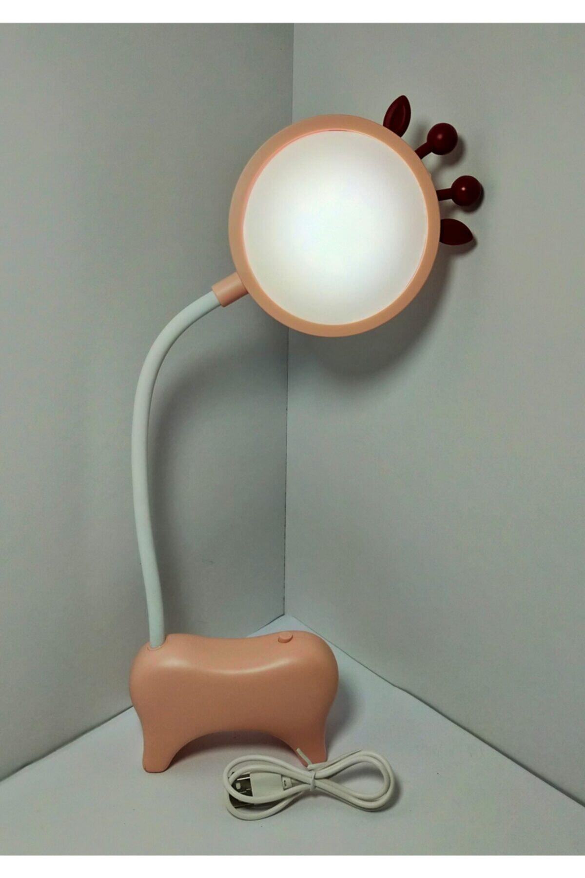 RahatRahatAl Aynalı Led Işık Pembe Renk Masa Lambası, Led Gece Lambası Led Okuma Lamba