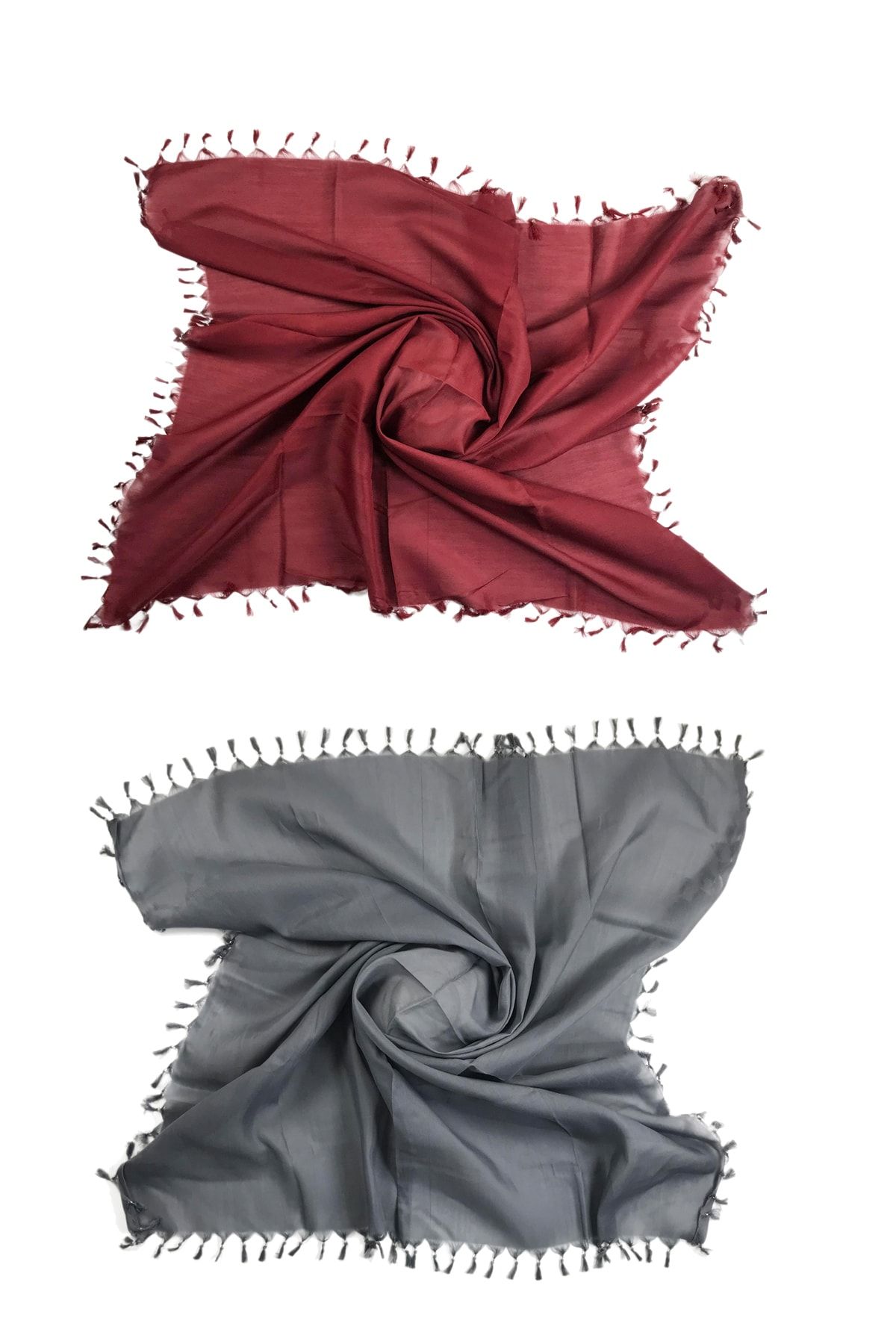 Royaleks 2 Adet Düz Çekme Boncuklu Polyester Yazma 100x100 Cm S21