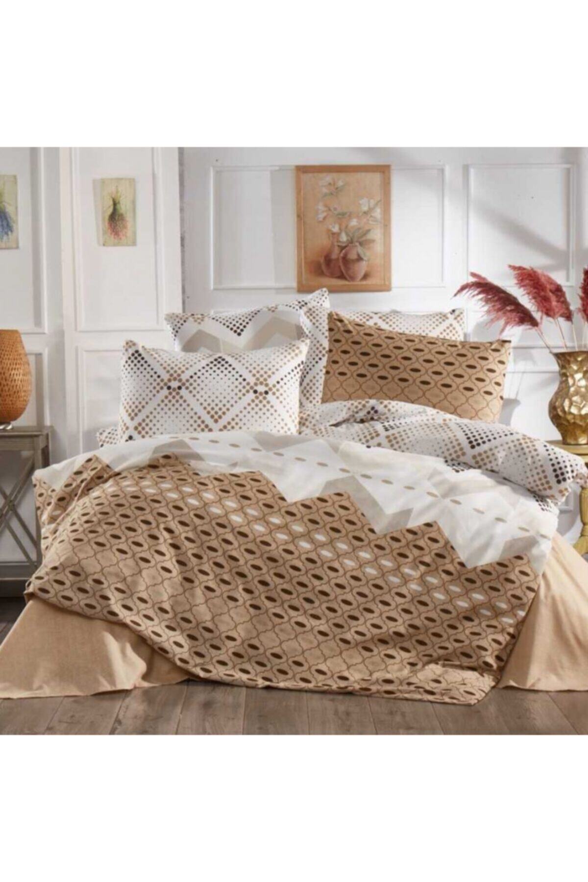 Madame Suzie De Paris Retro Ranforce King Size Nevresim Takımı Kahve