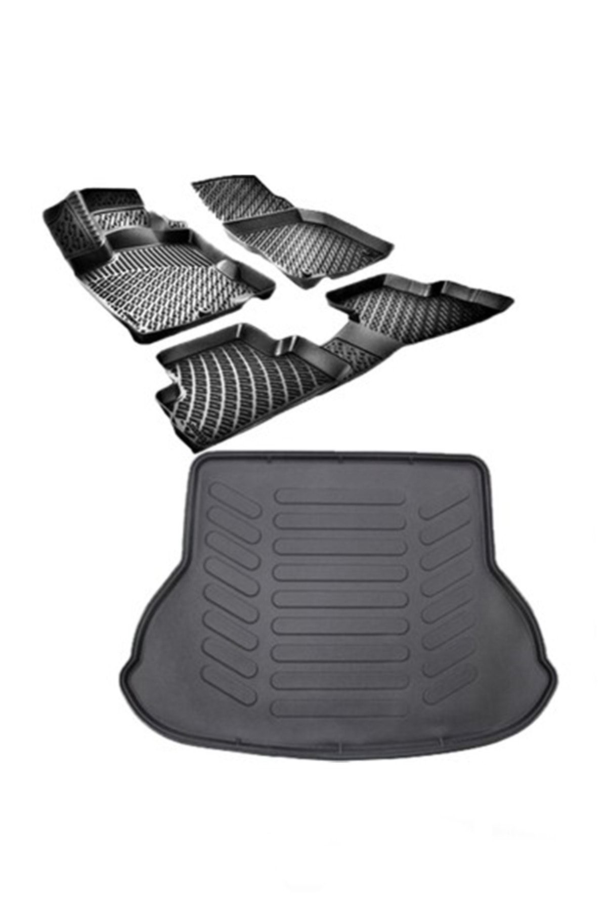 Tegin 3D Citroen C4 Grand Picasso 7 Koltuk 2006-2013 3d Havuzlu Siyah Paspas + Bagaj Havuzu