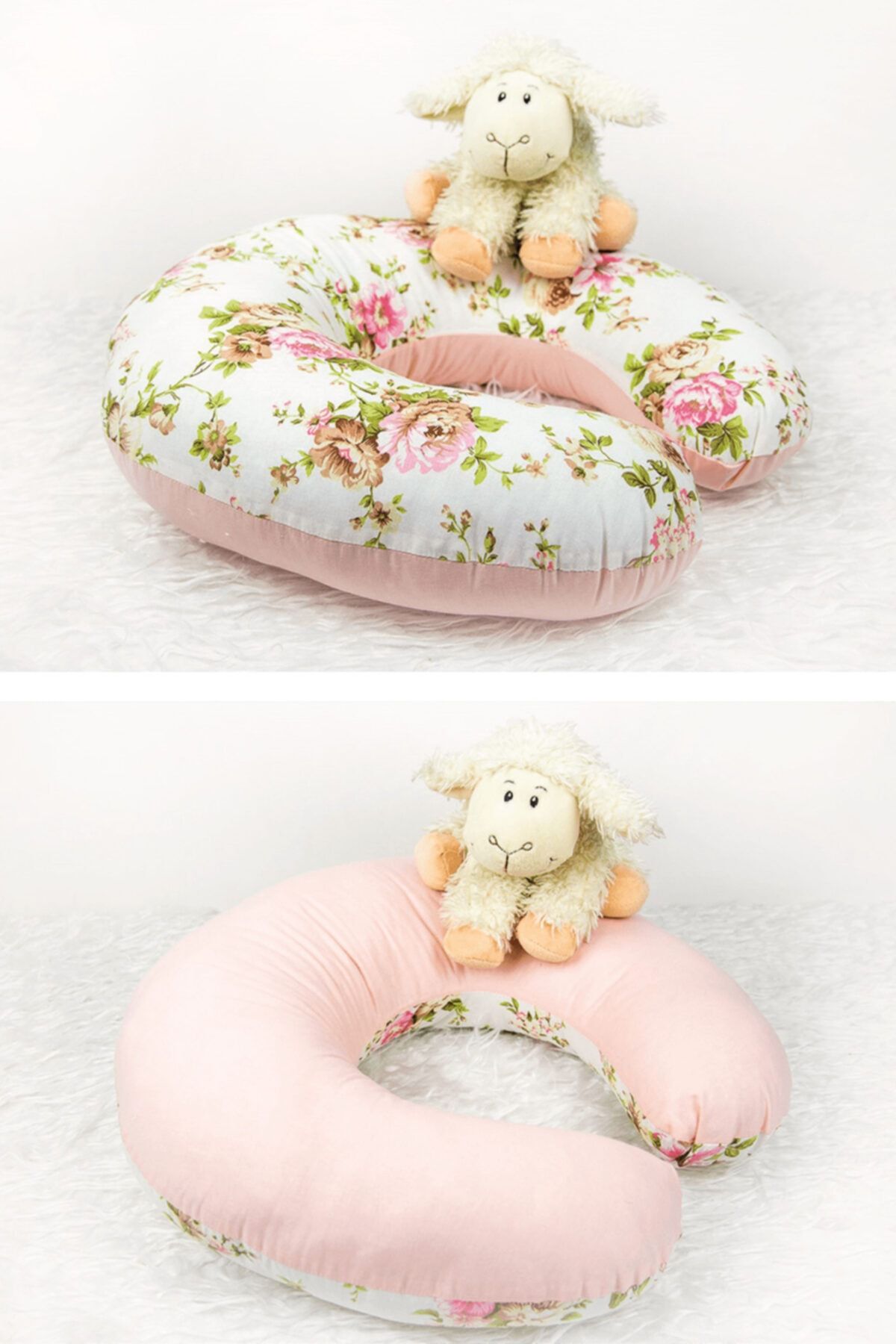 Babynest Emzirme Yastığı Ve Destek Minderi Çiçekli Somon