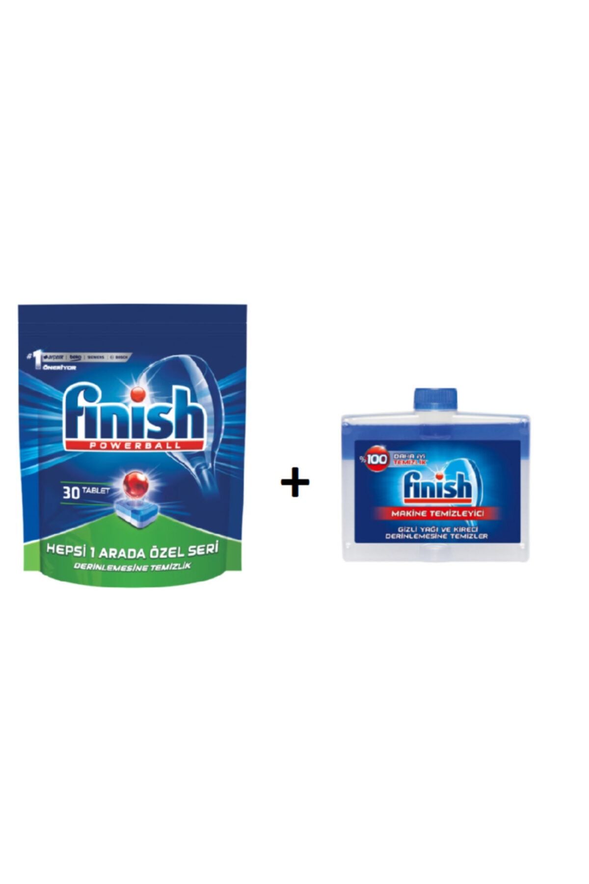 Finish Hepsi Bir Arada Tablet 30lu + Bulaşık Makinesi Temizleyici Sıvı 250 Ml