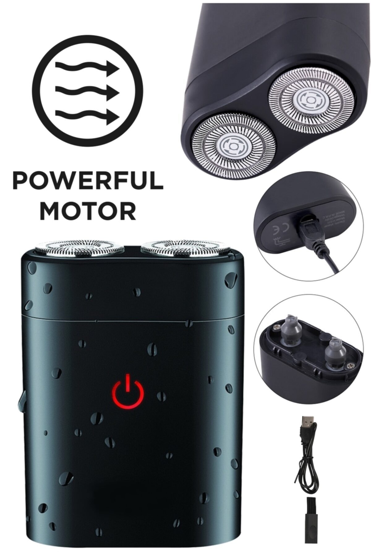 yopigo V-3341 Pro Şarjlı Sıfır Sakal Kesme Çift Bıçaklı Günlük Sinek Kaydı Sıfır Tıraş Traş Makinesi