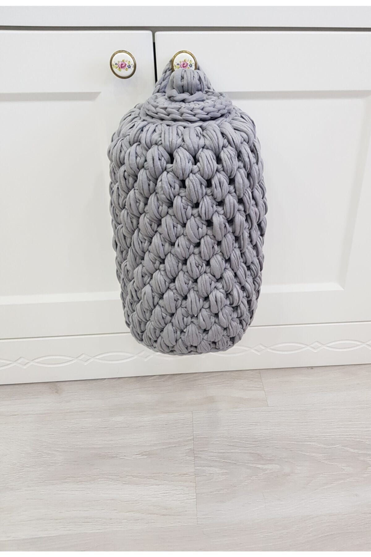 ÖRGÜM Poşetlik Gri Renk Kapaklı Poşet Düzenleyici 30x16 Cm