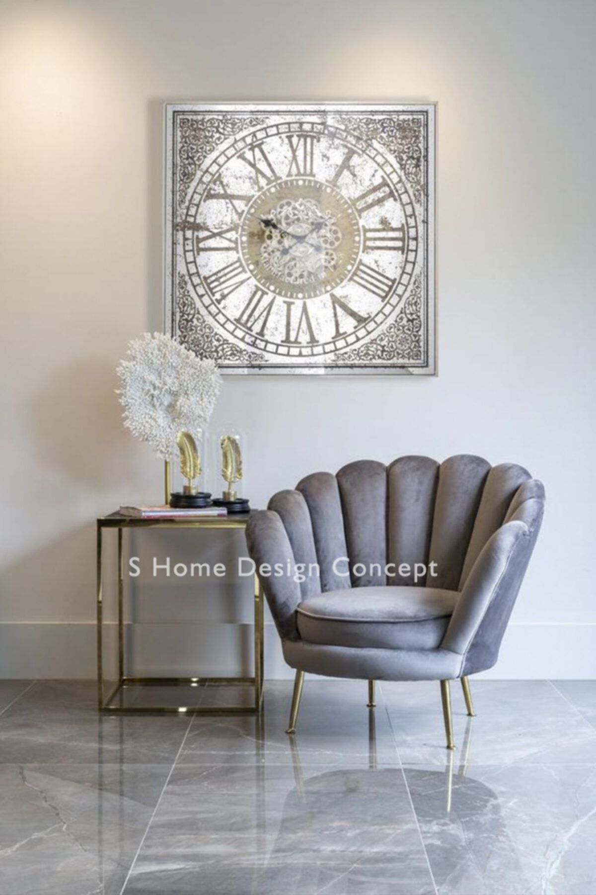 S Home Design Concept Papatya Istiridye Berjer Gold Ayak (gri) Dairenize Teslim
