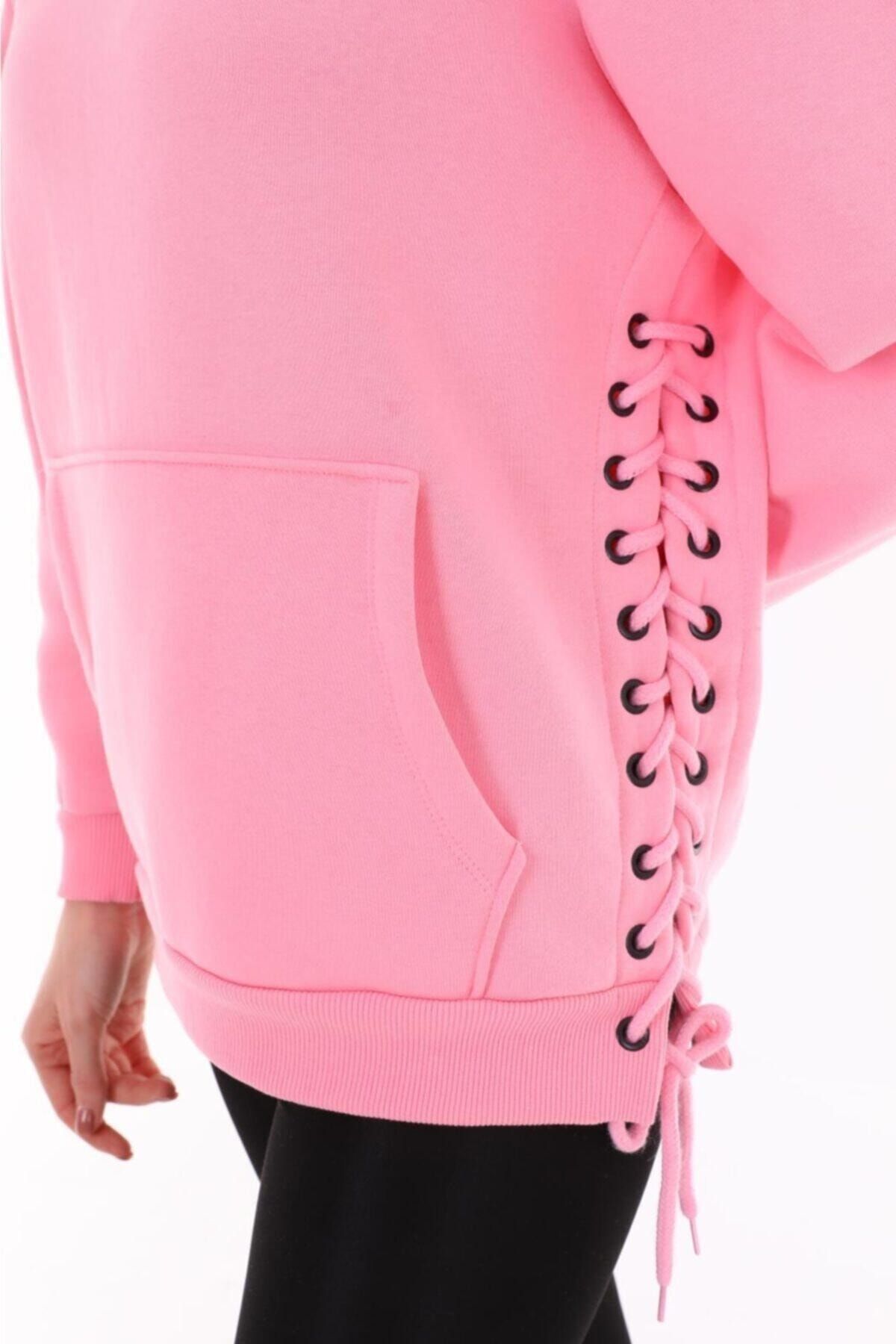 Nowem Şardonlu Pembe Yırtmaçlı Sweatshirt
