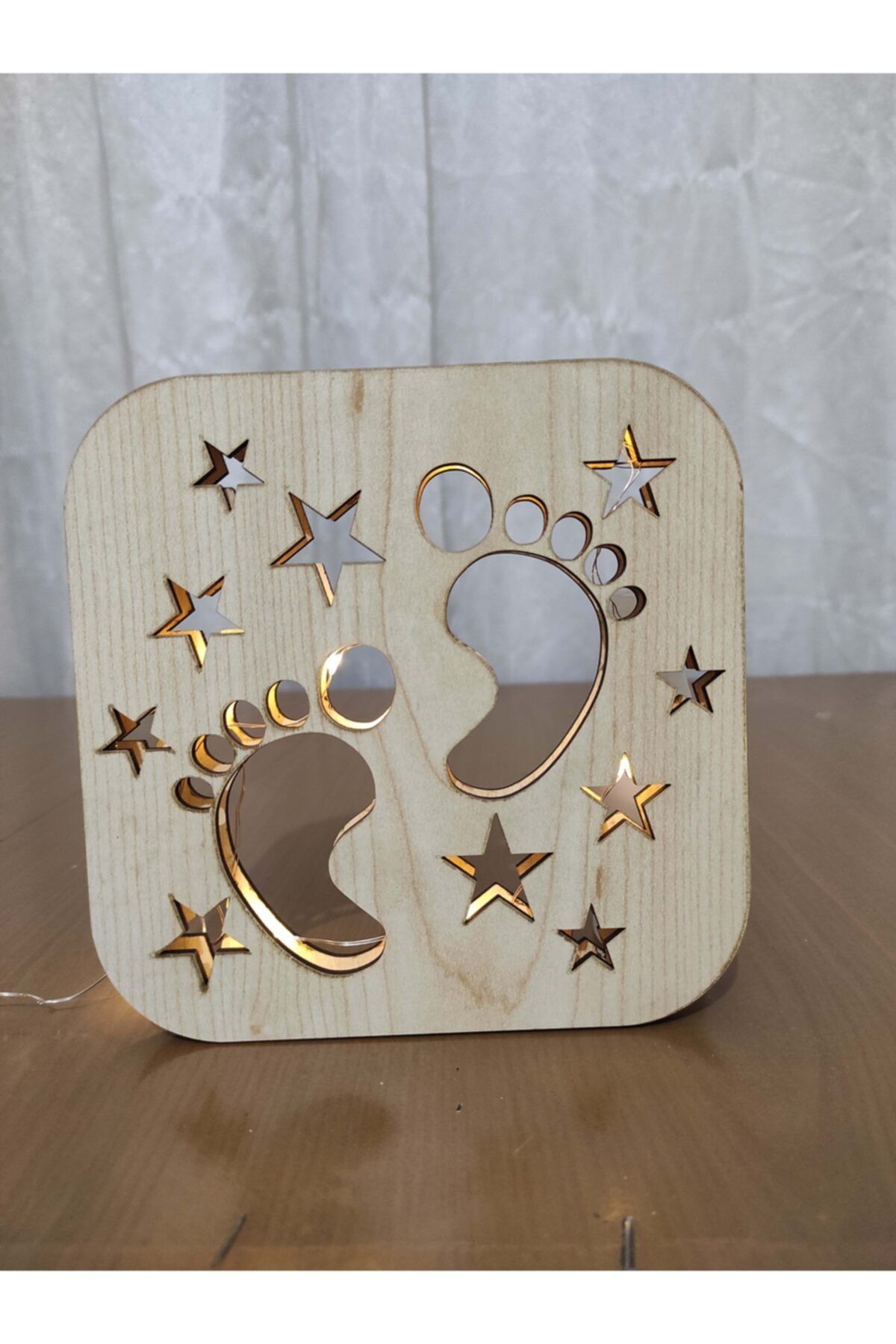 ahşap deco Çocuk Odası Bebek Ayak Izli Gece Lambası