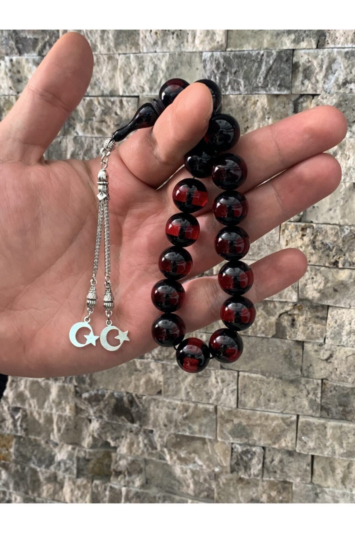 Doğan Silver Hediye Erkek Sürmeli Bilek Boy Toz Kehribar Tesbih Dgn1166