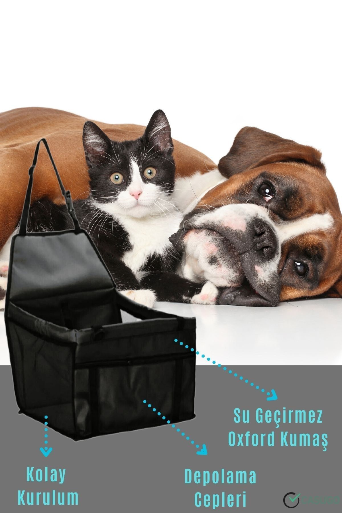 Ankaflex Fileli Kedi Köpek Taşıma Çantası Su Geçirmez Araba Otomobil Için Askılı