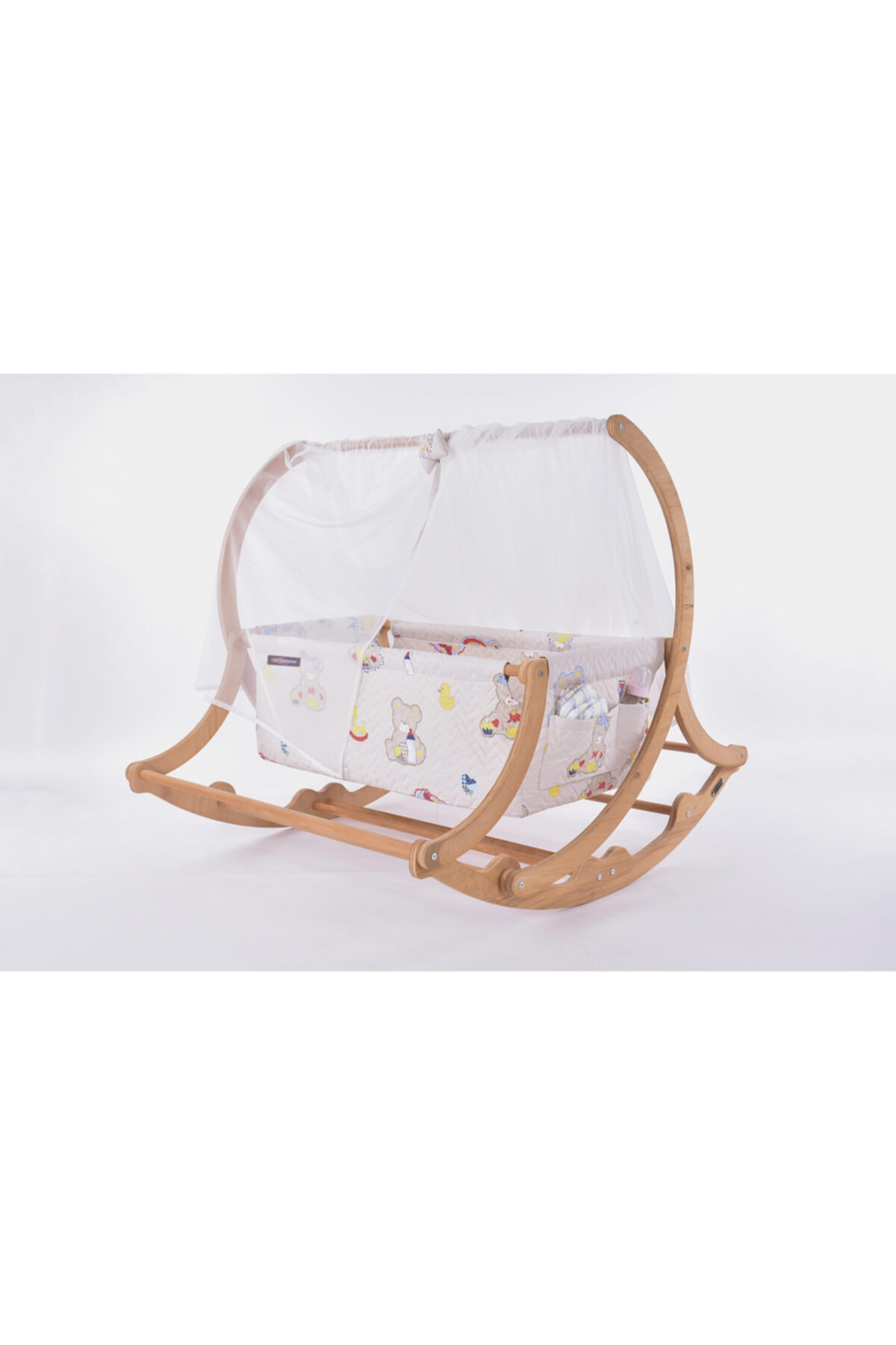 Artstore Aygün Serisi Anne Yanı, Yerde Sallamalı Bebek Beşiği / Yavru Ayıcık Bej Zeminli (rascal Cub Brown)