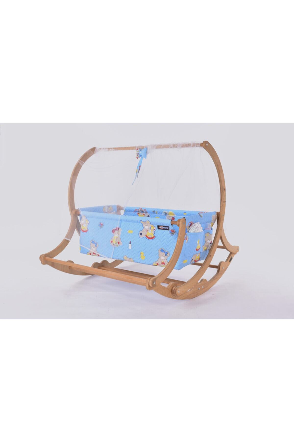Artstore Aygün Serisi Anne Yanı, Yerde Sallamalı Bebek Beşiği / Yavru Ayıcık Mavi Zeminli (RESCAL CUB BLUE)