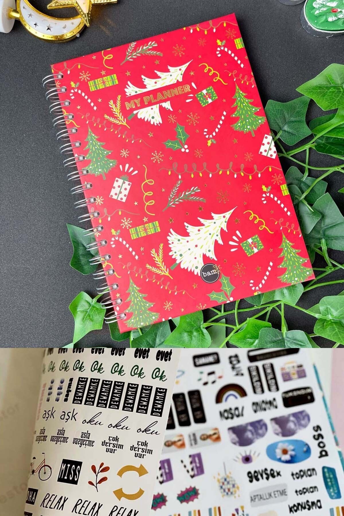 Patladı Gitti Yeni Yıl Tasarımlı Spiralli Sticker'lı Tarihsiz Konuşan Ajanda Haftalık Planlayıcı Defter