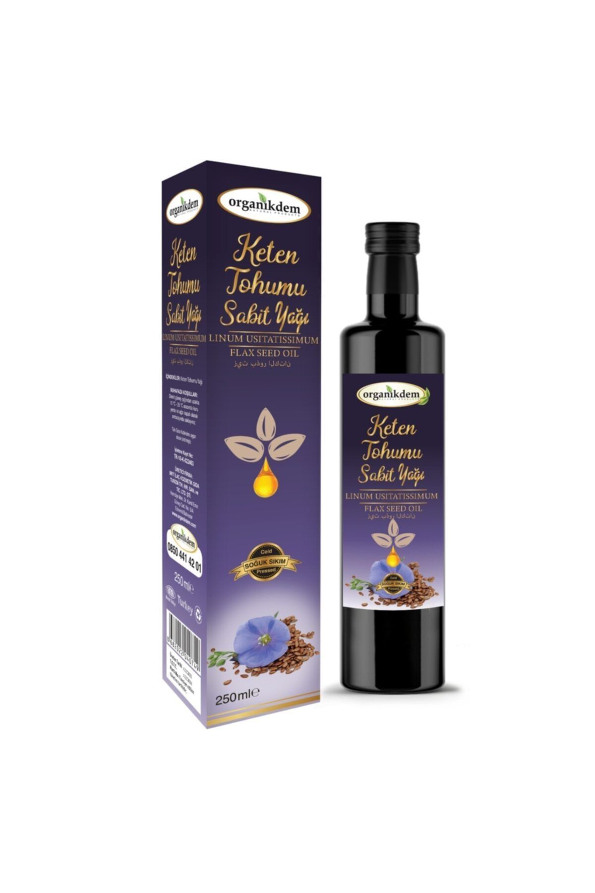 organikdem Keten Tohumu Yağı Organik Soğuk Sıkım 250ml