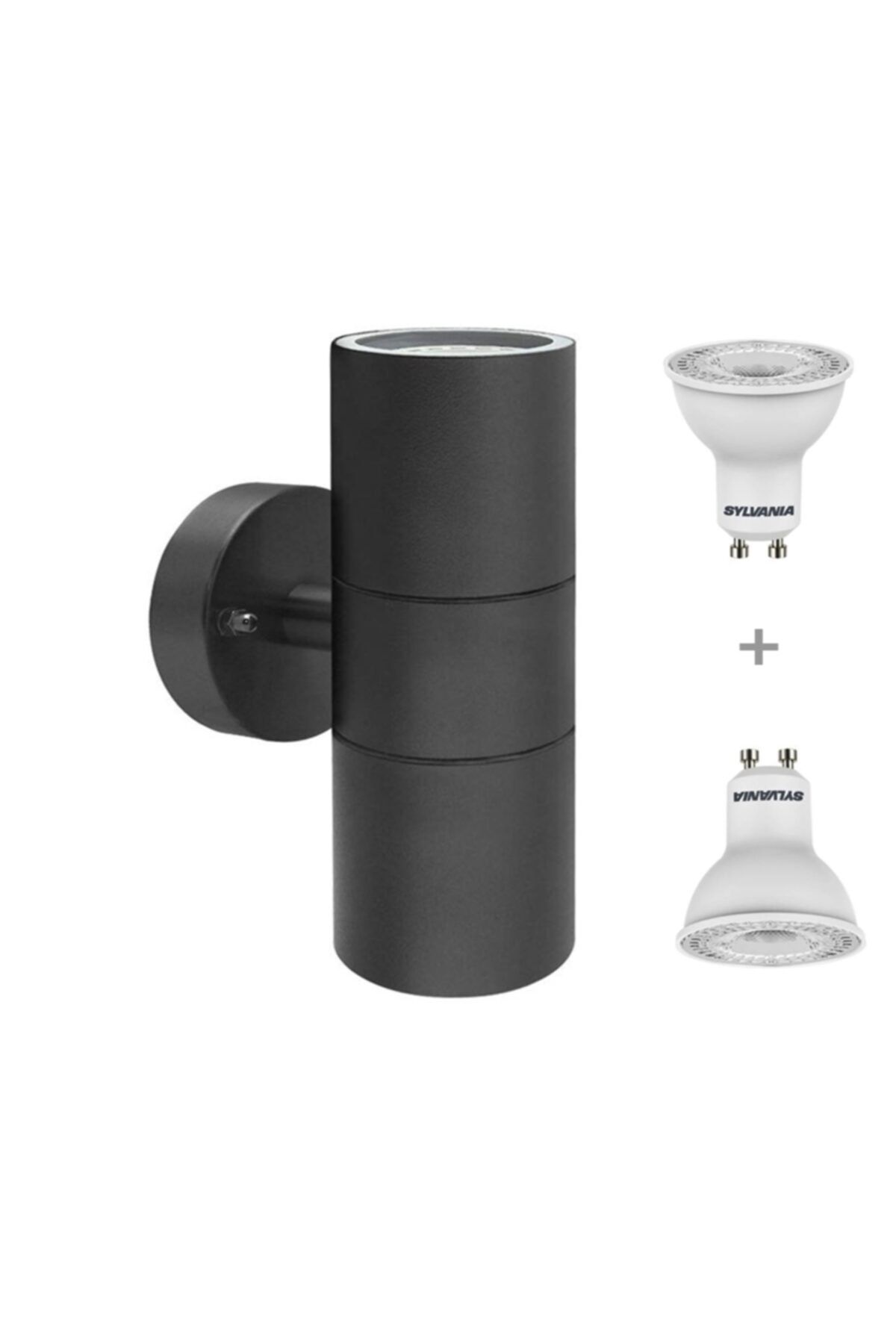 Ucuz Geldi Meis Çift Yönlü Duvar Aplik Sarı Işık 220v Antrasit Cata Bahçe Armatürü + 2 Adet Gu10 Led Ampul