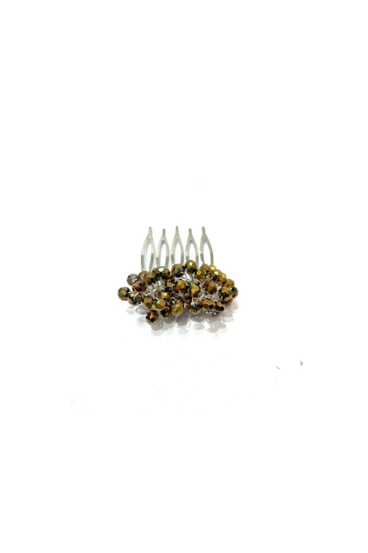 Esdem Accessories Sarı Mini Kristal Tarak Toka