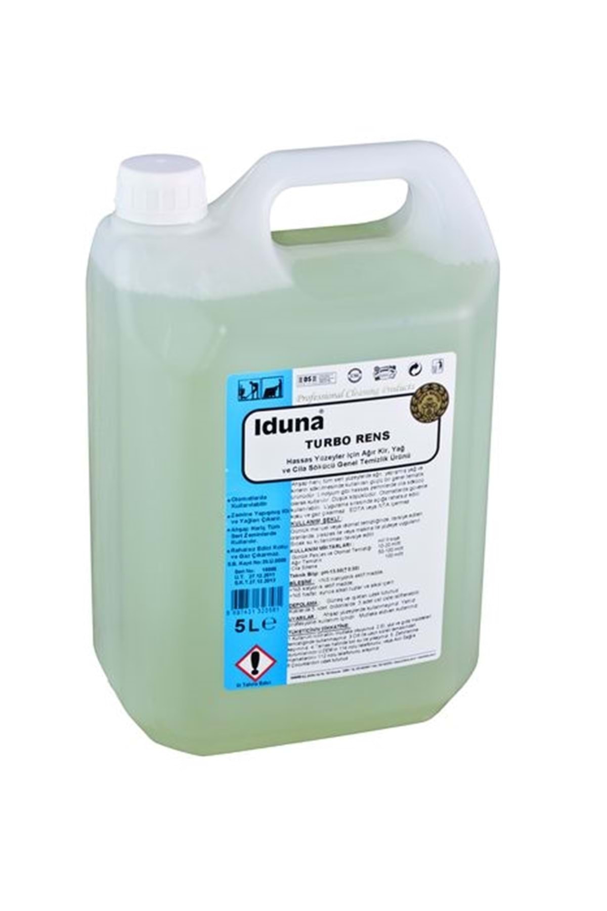Iduna Turbo Rens Hassas Yüzeyler Için Ağır Kir Yağ Ve Leke Sökücü Genel Temizlik Ürünü 20 Lt