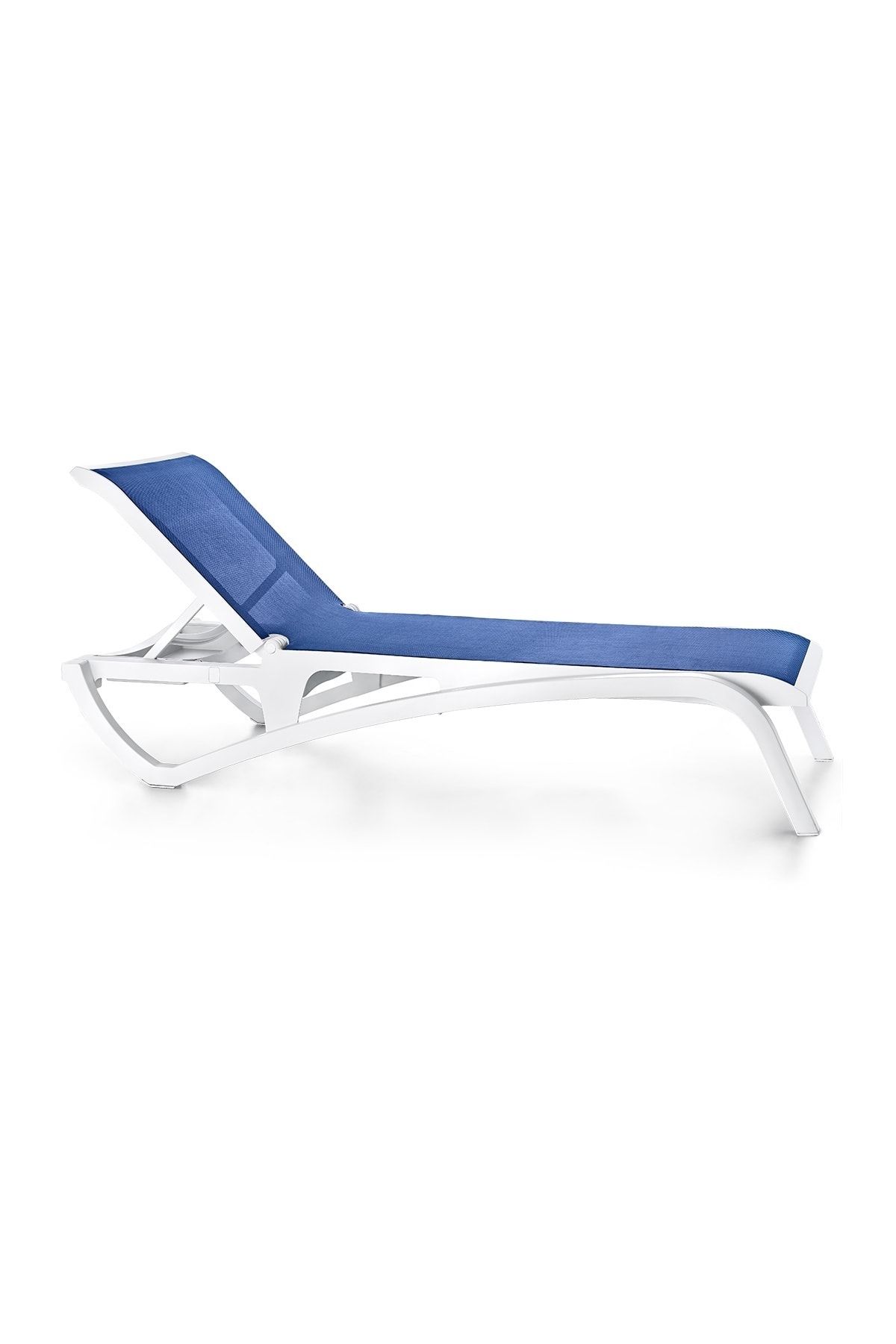 RomanoSet Plastik Romanoset 4 Kademeli Atlantik Mavi Fileli Şezlong 2 Li Set