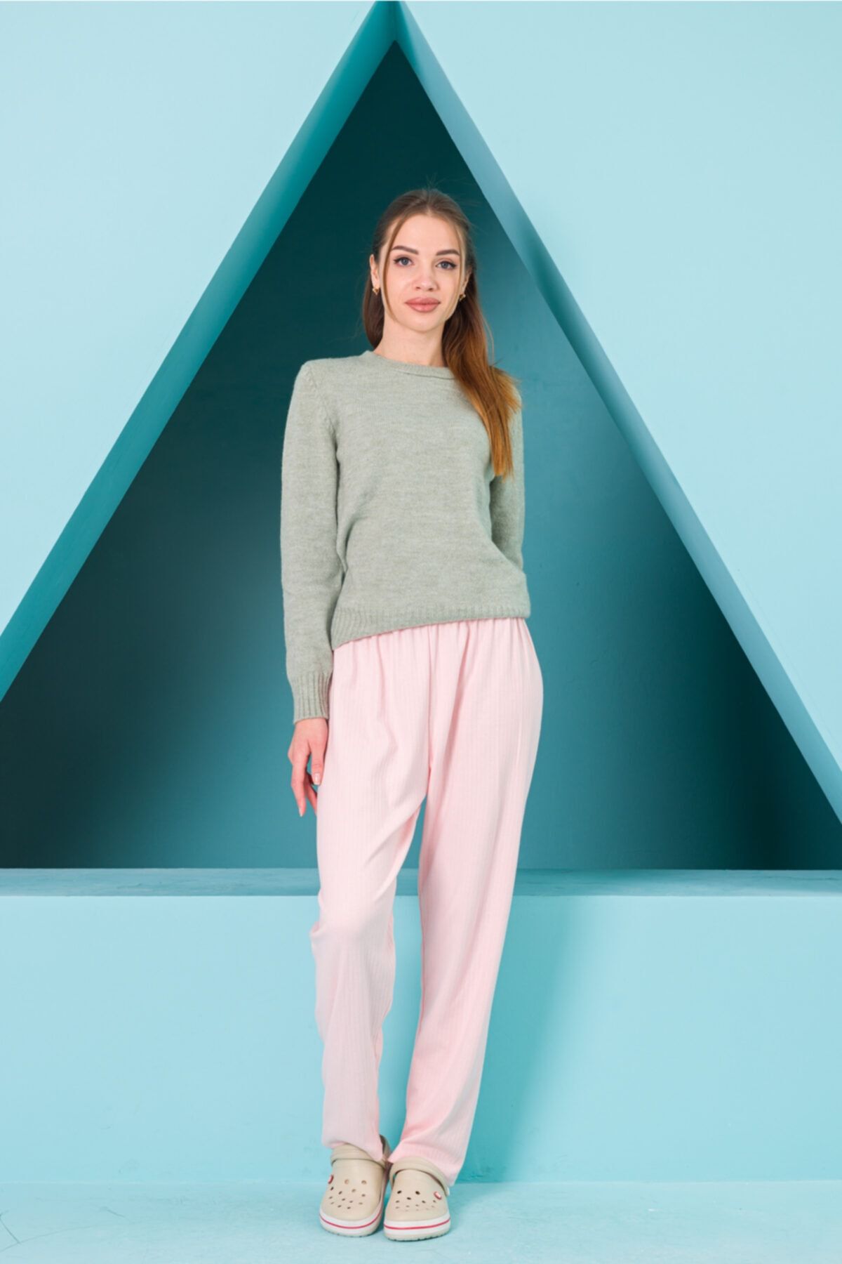 MAYSSTORE Büyük Beden Pudra Pijama Alt