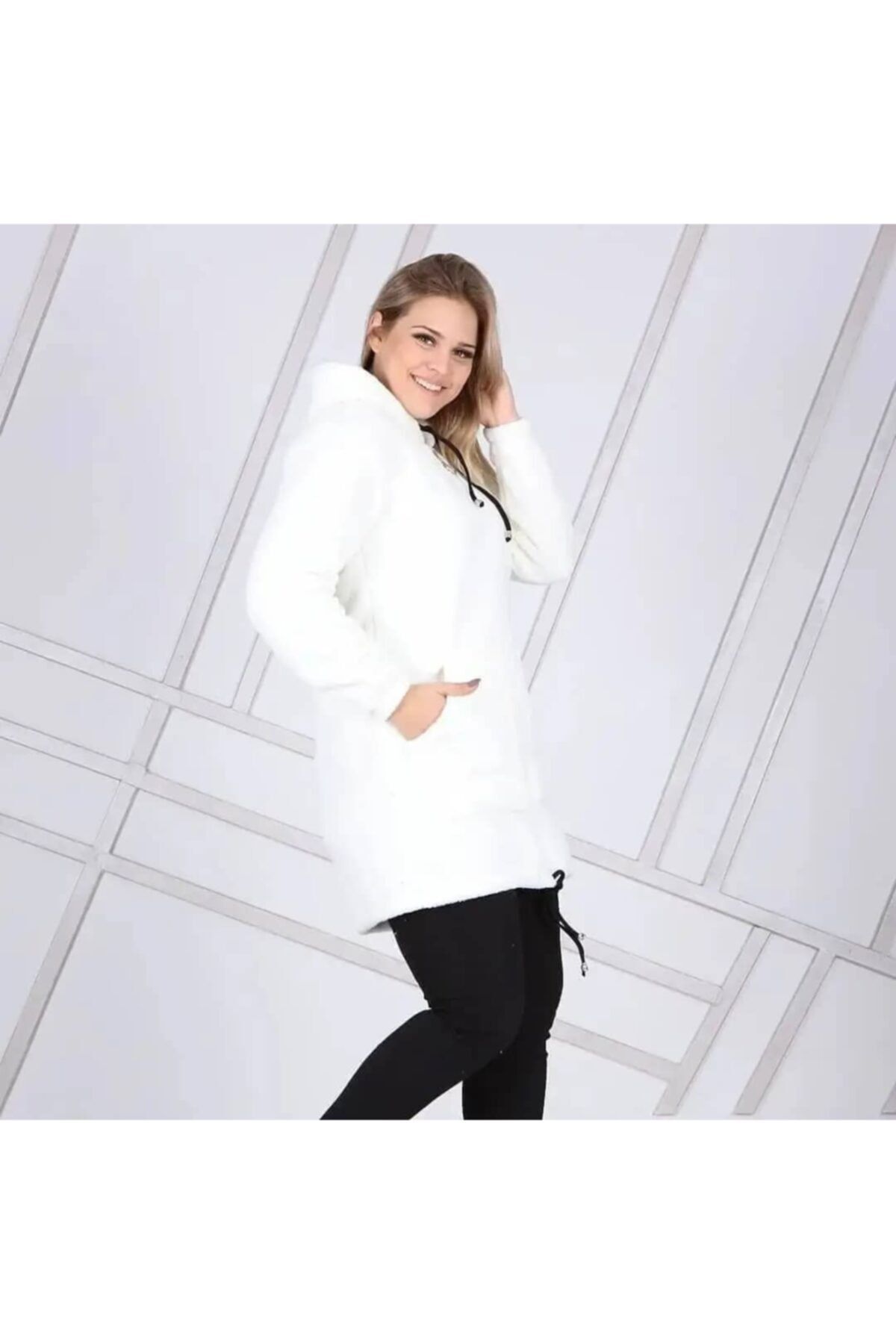 SönmezModa Büyük Beden Peluş Mont