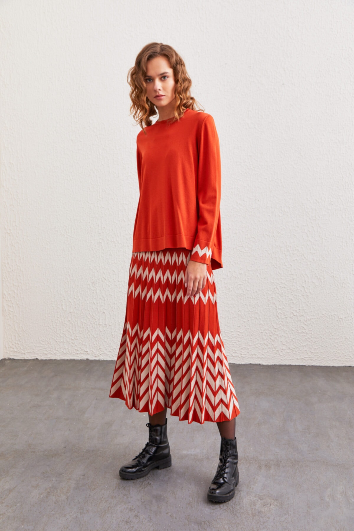 Nuss Kiremit Etek Bluz Triko Takım