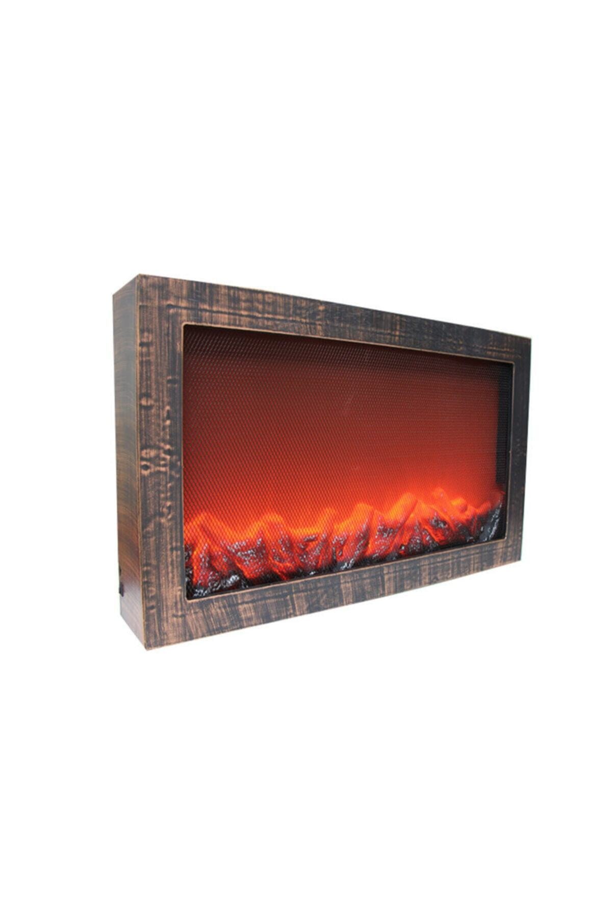 HEPBİMODA Büyük Boy Led Işıklı Dekoratif Şömine 61 Cm X 37 Cm