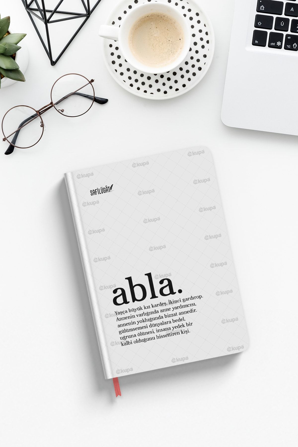Mykupa Abla Baskılı Beyaz Defter Ajanda