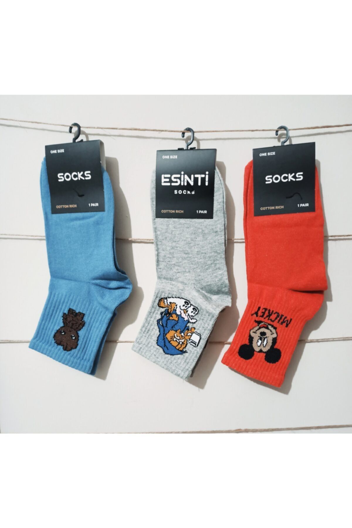 Esinti Socks Queentrend Karma2 3'lü Renkli Desenli Çoraplar