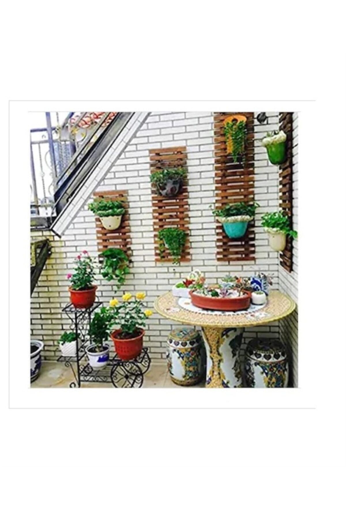 Kenpool Çiçeklik Saksılık Balkon Çiçeklik Retro Obje 3 Lü Set