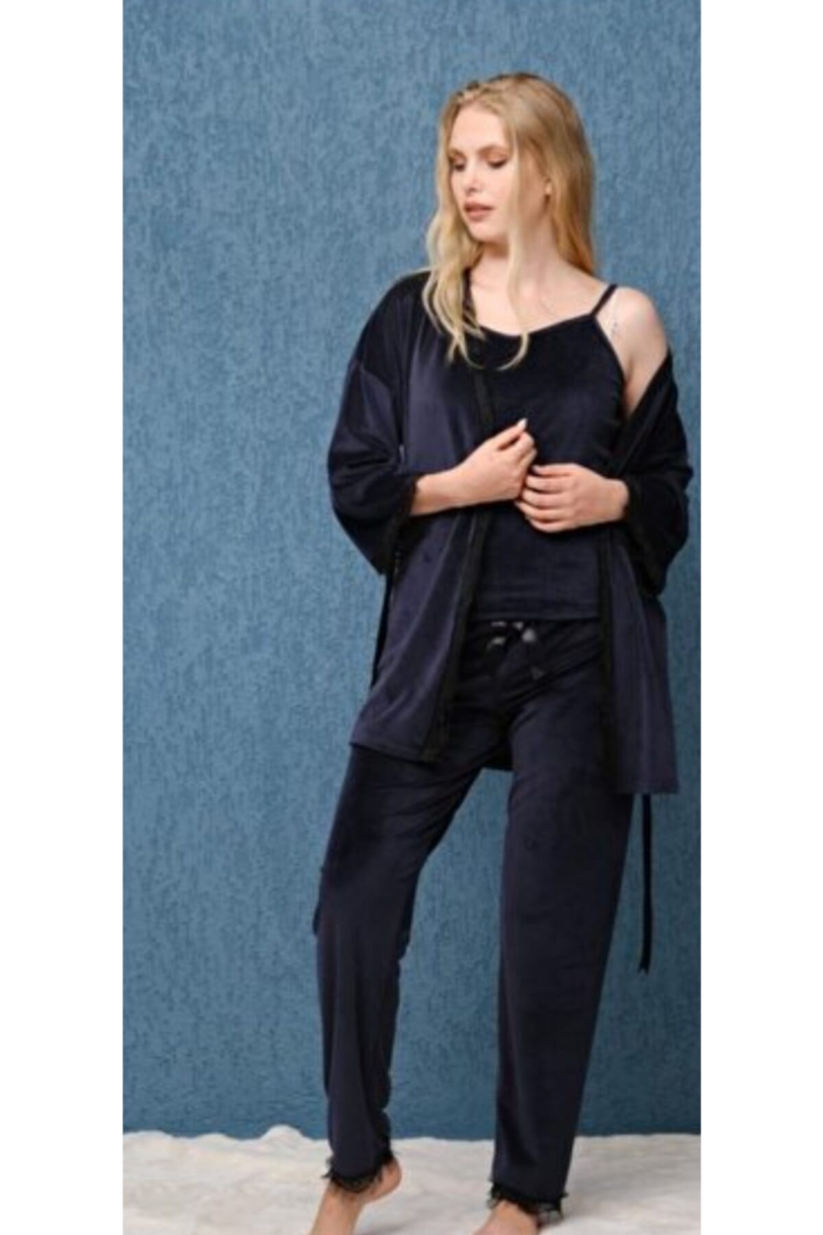 Mihra Kadın 3'lü Model Kadın Pijama Takımı-sabahlık