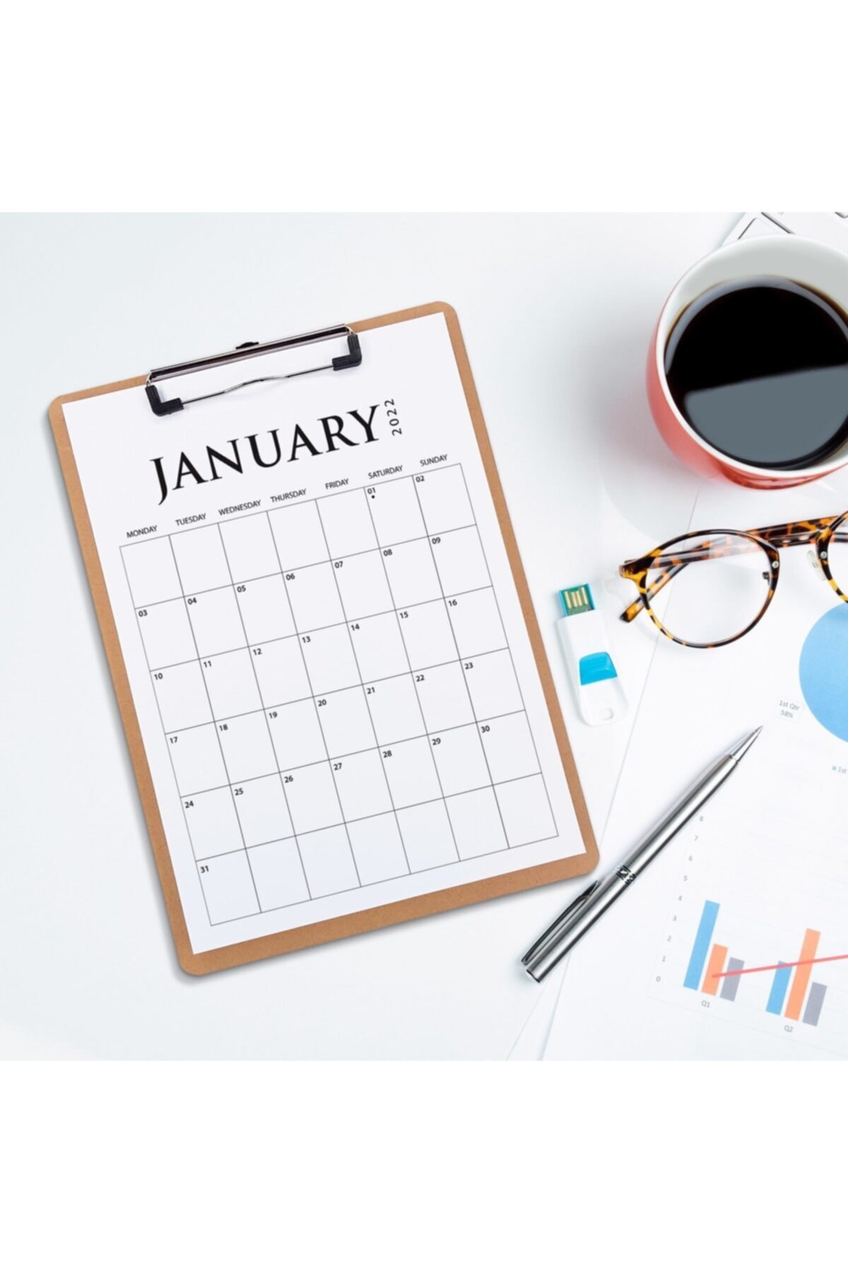 bi'aldım Aylık Planlamalı Ingilizce Takvim A5 Sekreter Dosyalı Takvim