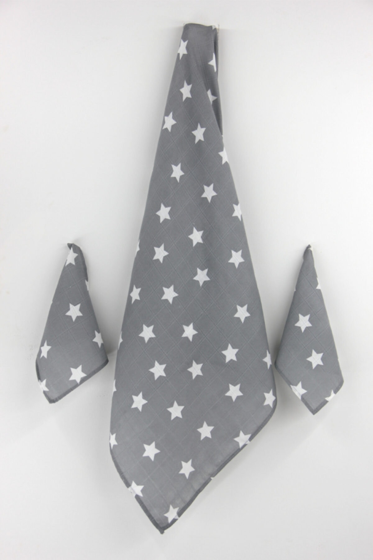 Deta Furniture Yıldız Desen Müslin Bezi Örtü 60x80cm Ve 2 Adet Ağız Mendili