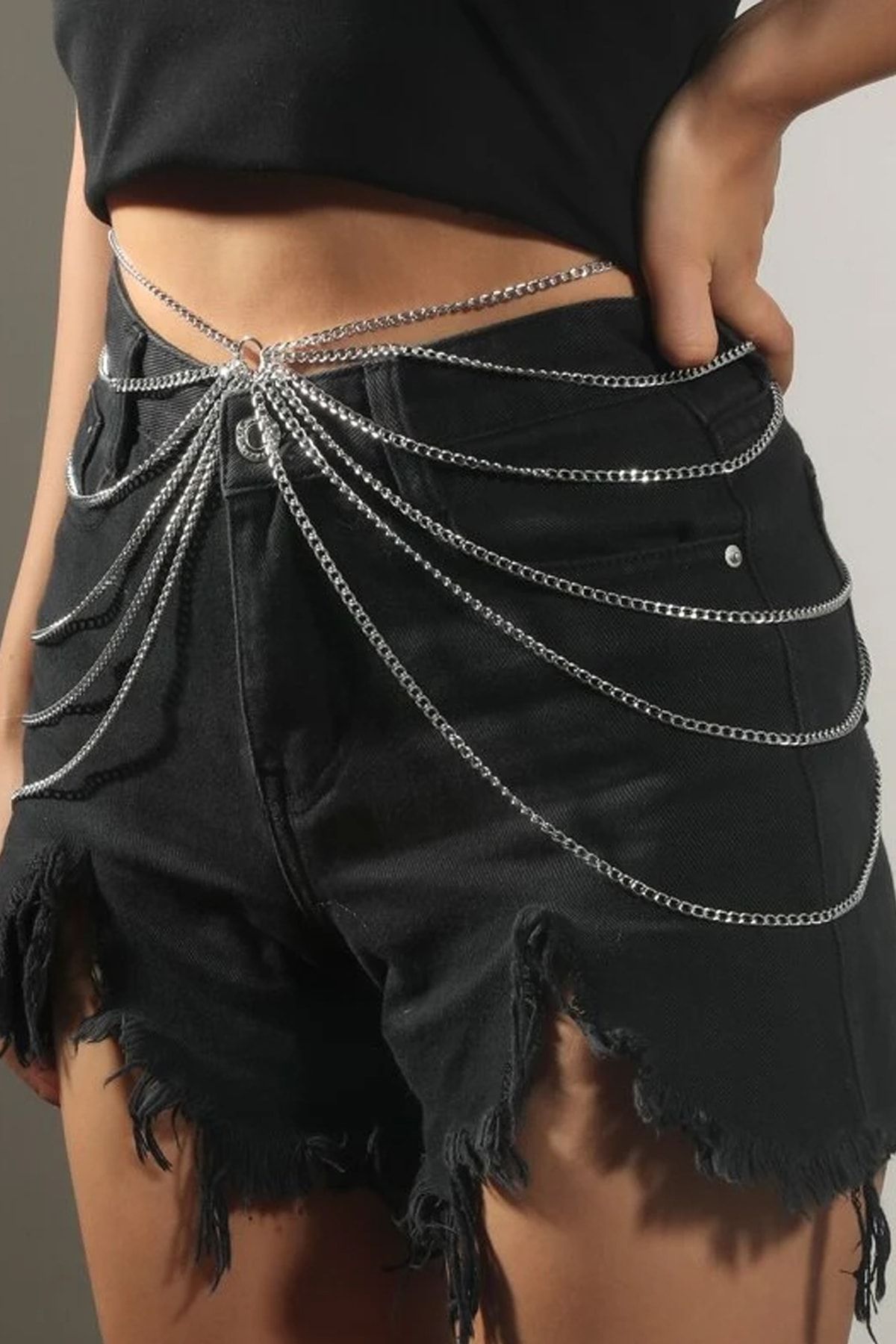 QP Angel's Kadın Waist Chain Gümüş Bel Zinciri 5 Sıra Vücut Aksesuarı